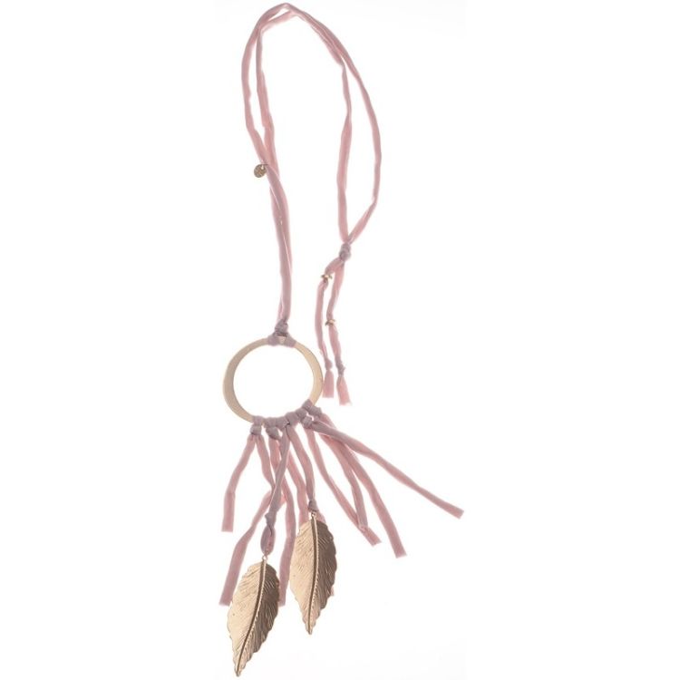 METAL LEAF FRINGE LONG NECKLACE 2