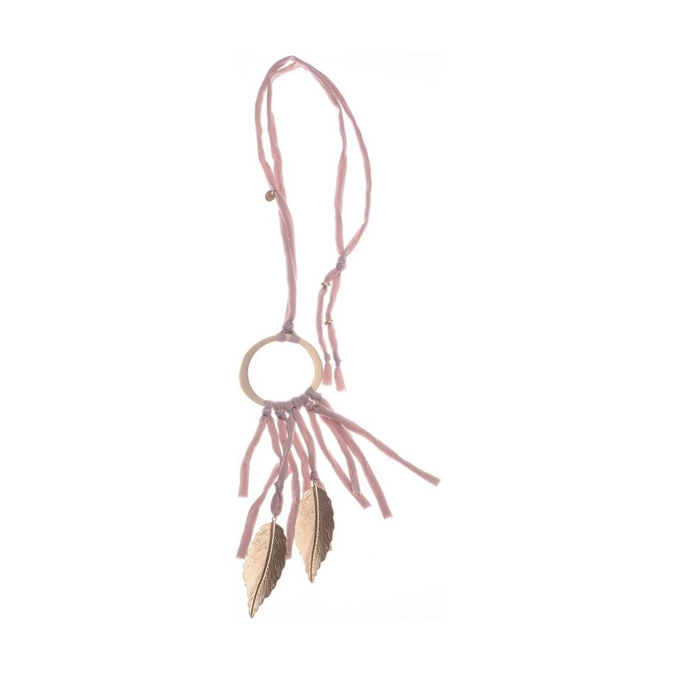 METAL LEAF FRINGE LONG NECKLACE