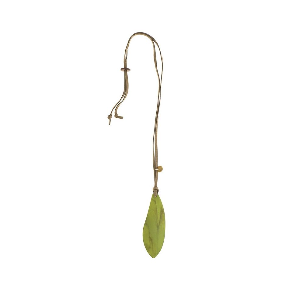 LONG RESIN LEAF PENDANT NECKLACE
