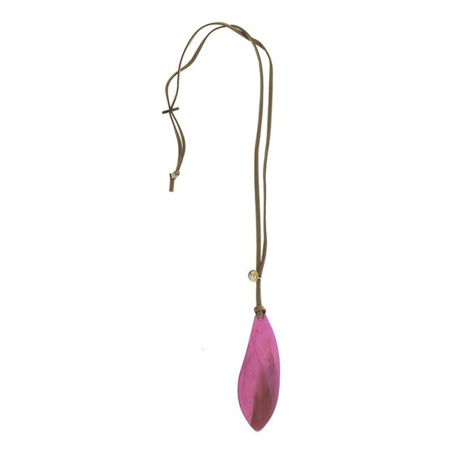 LONG RESIN LEAF PENDANT NECKLACE