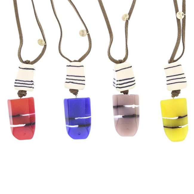 DOUBLE RESIN PENDANT LONG NECKLACE