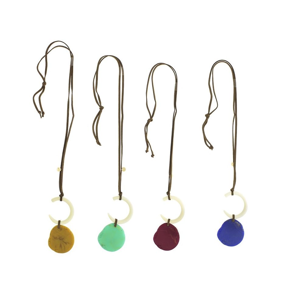 COLLAR LARGO COLGANTE DOBLE RESINA