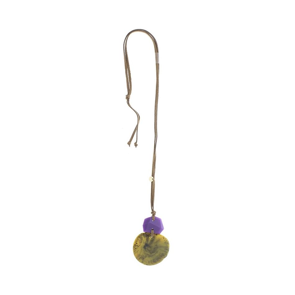 DOUBLE RESIN PENDANT LONG NECKLACE