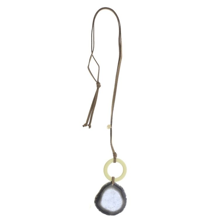 LONG NECKLACE PENDANT RESIN MEDAL RING