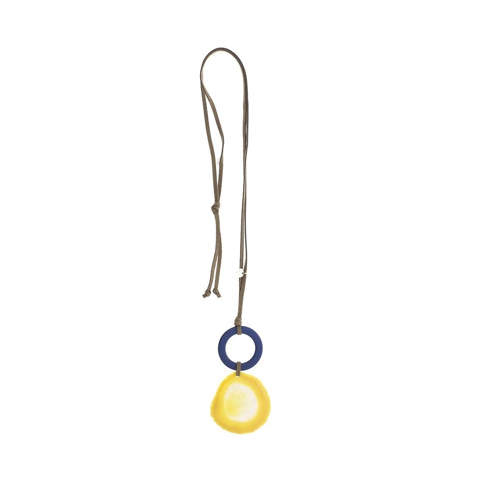 LONG NECKLACE PENDANT RESIN MEDAL RING