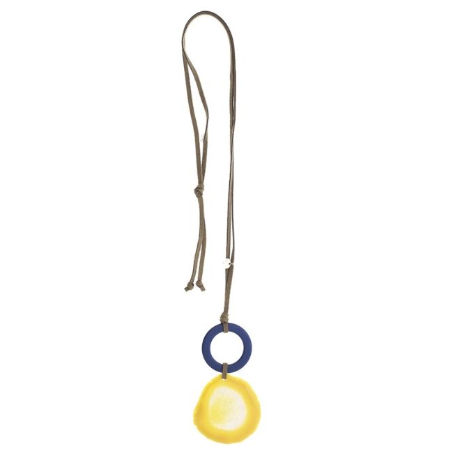 LONG NECKLACE PENDANT RESIN MEDAL RING