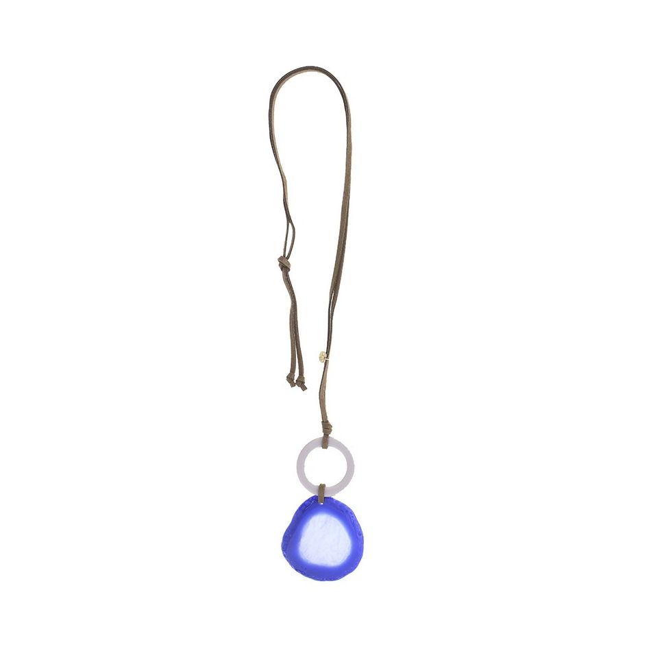LONG NECKLACE PENDANT RESIN MEDAL RING