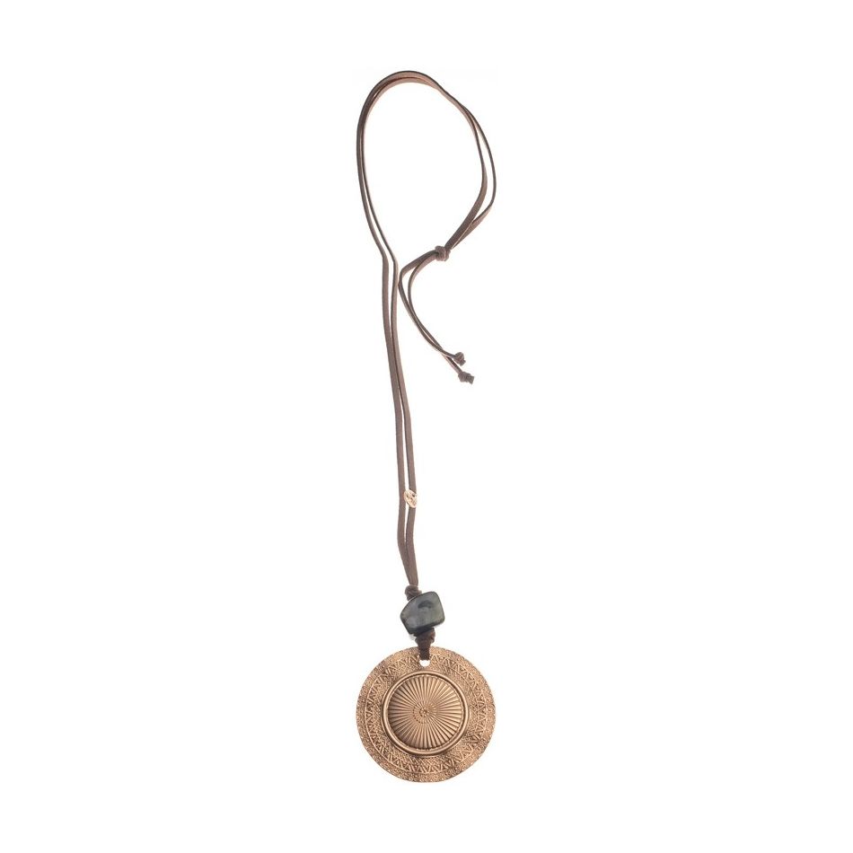 COLLAR LARGO COLGANTE RESINA MEDALLA METAL