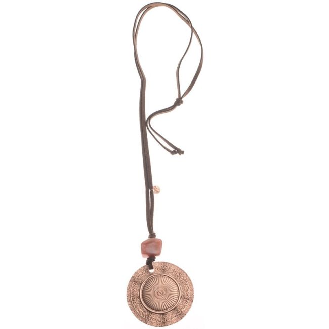 COLLAR LARGO COLGANTE RESINA MEDALLA METAL