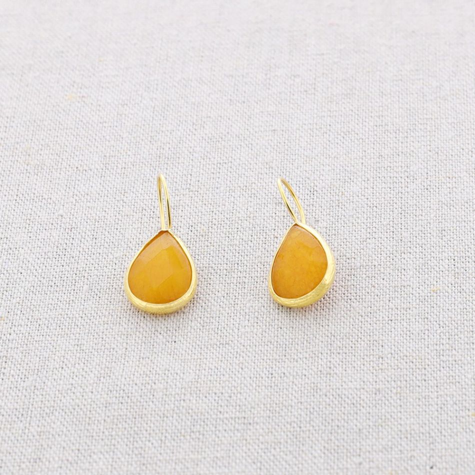 BRONZE STONE DROP PENDANT EARRINGS