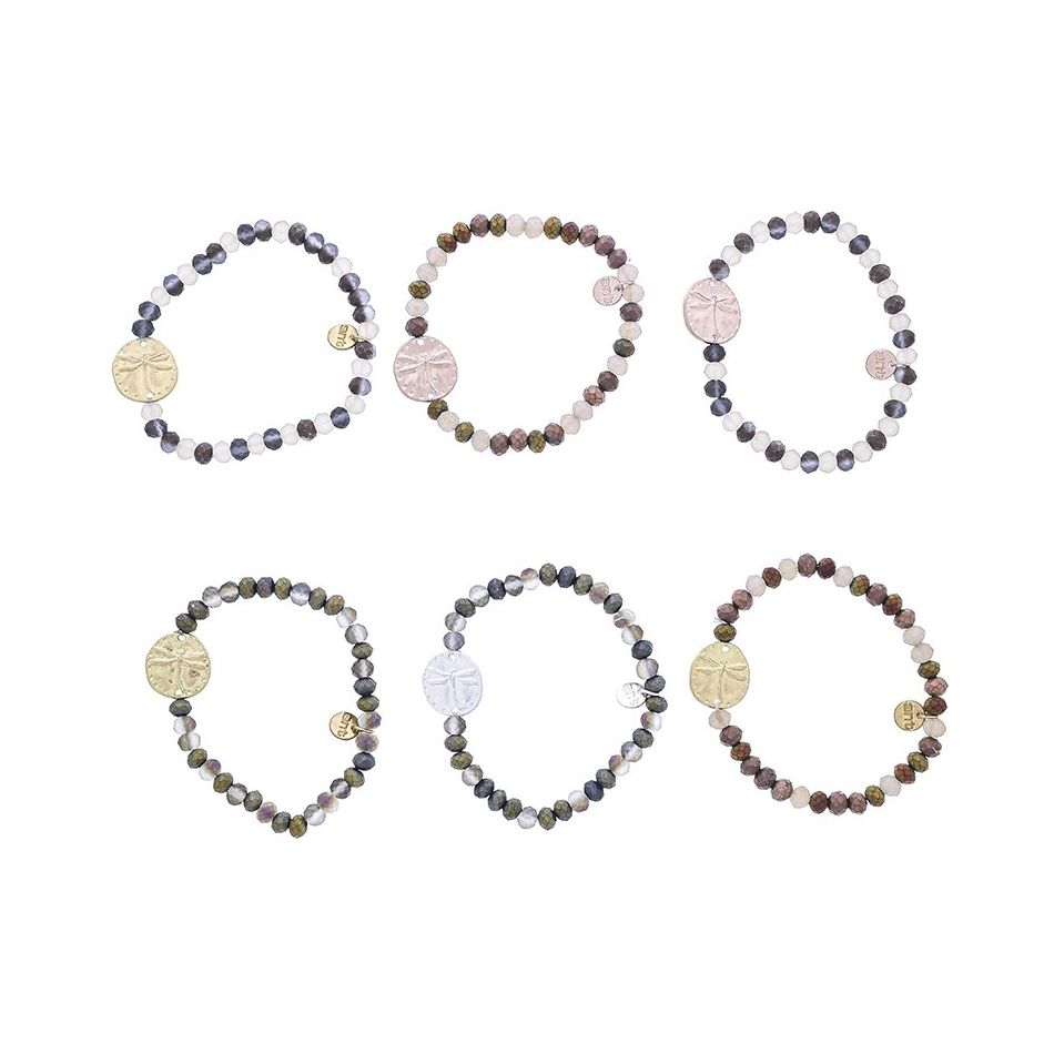 PULSERA CUENTAS LIBÉLULA METAL