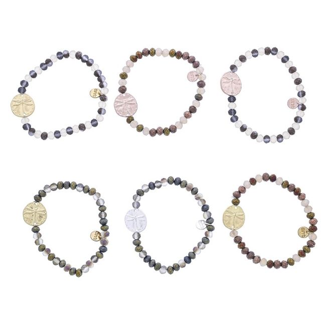 PULSERA CUENTAS LIBÉLULA METAL