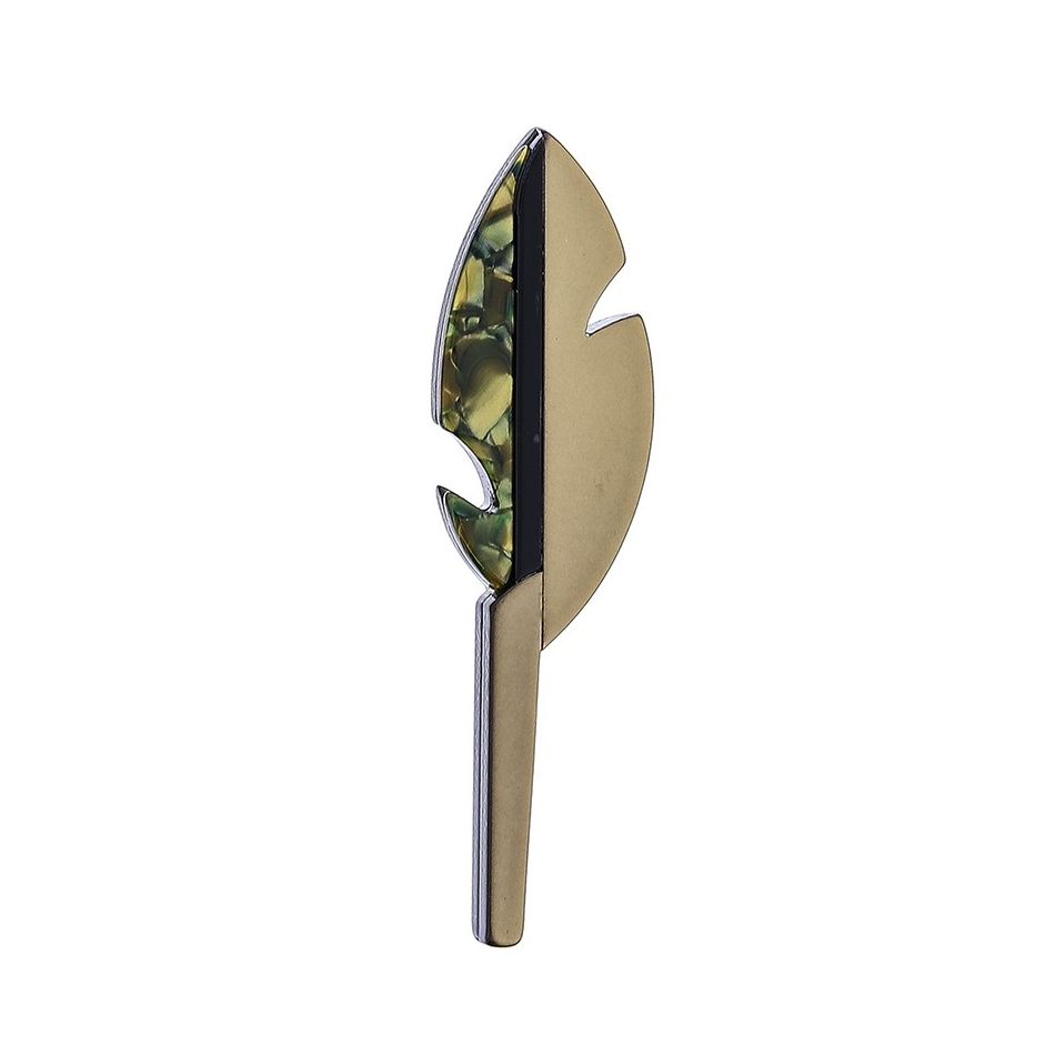 RESIN STAMPED FEATHER BROOCH