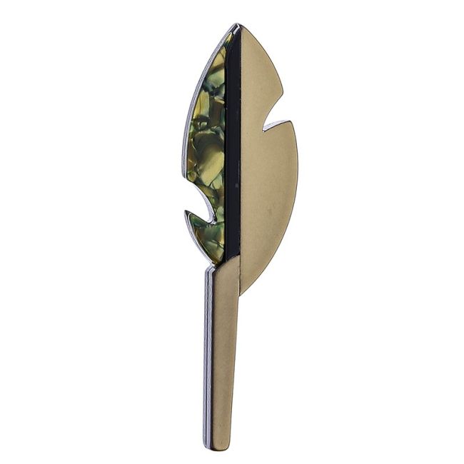 RESIN STAMPED FEATHER BROOCH