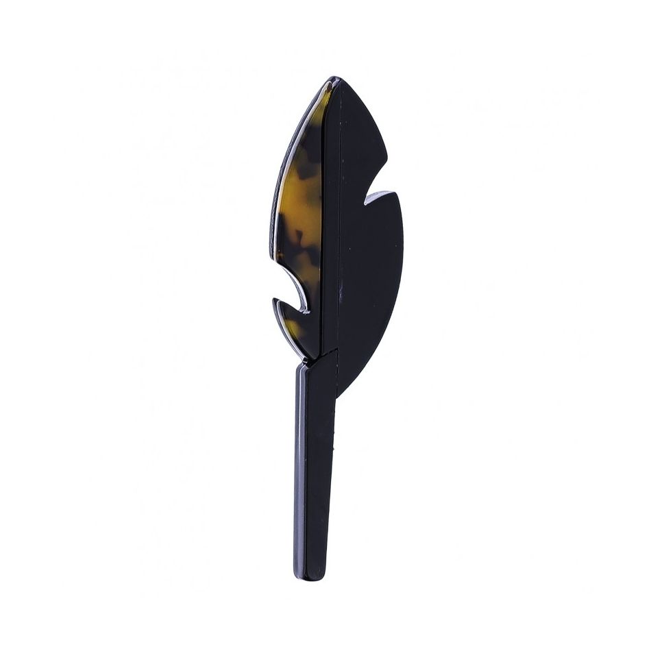RESIN STAMPED FEATHER BROOCH