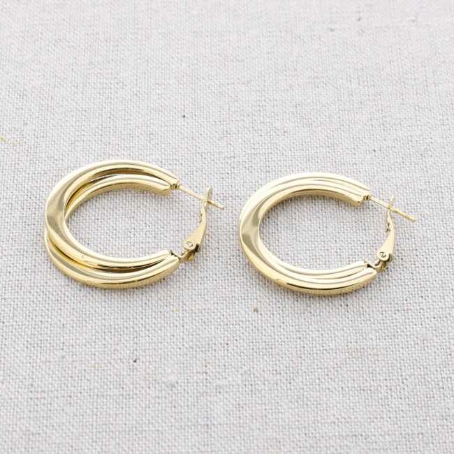 DOUBLE SQUARE HOOP STEEL EARRINGS