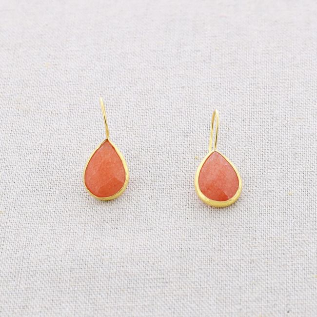 BRONZE STONE DROP PENDANT EARRINGS
