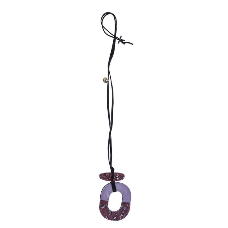 LONG NECKLACE PENDANT SQUARE RING PATTERN RESIN 2