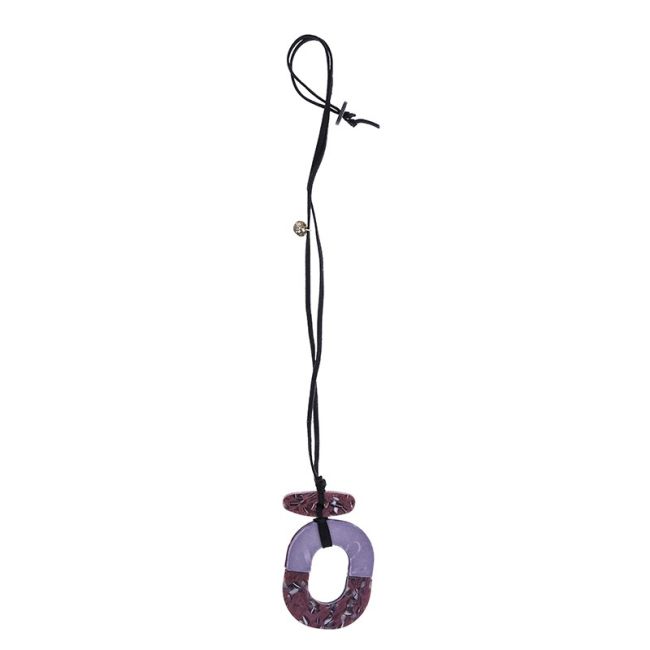 LONG NECKLACE PENDANT SQUARE RING PATTERN RESIN