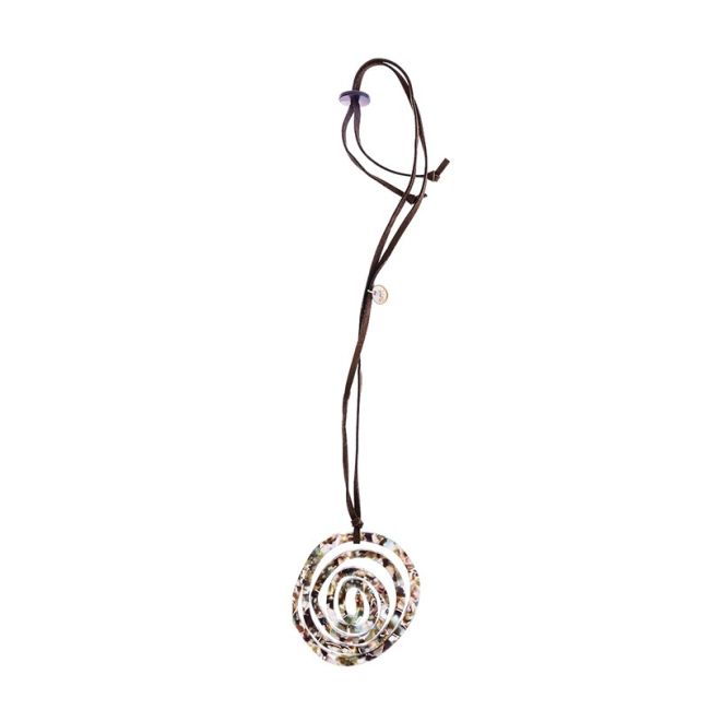LONG RESIN PRINT FLOWER PENDANT NECKLACE