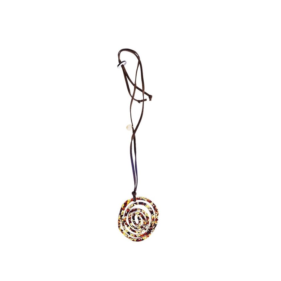 LONG RESIN PRINT FLOWER PENDANT NECKLACE