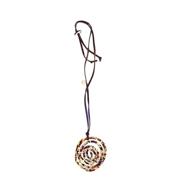 COLLAR LARGO COLGANTE FLOR ESTAMPADO RESINA