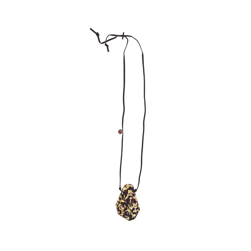RESIN GEOMETRIC SHAPE PRINTED LONG PENDANT NECKLACE