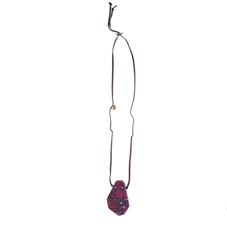 RESIN GEOMETRIC SHAPE PRINTED LONG PENDANT NECKLACE 2