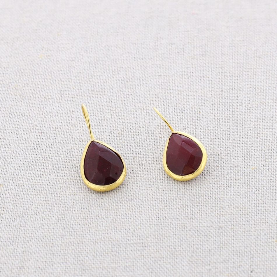 BRONZE STONE DROP PENDANT EARRINGS