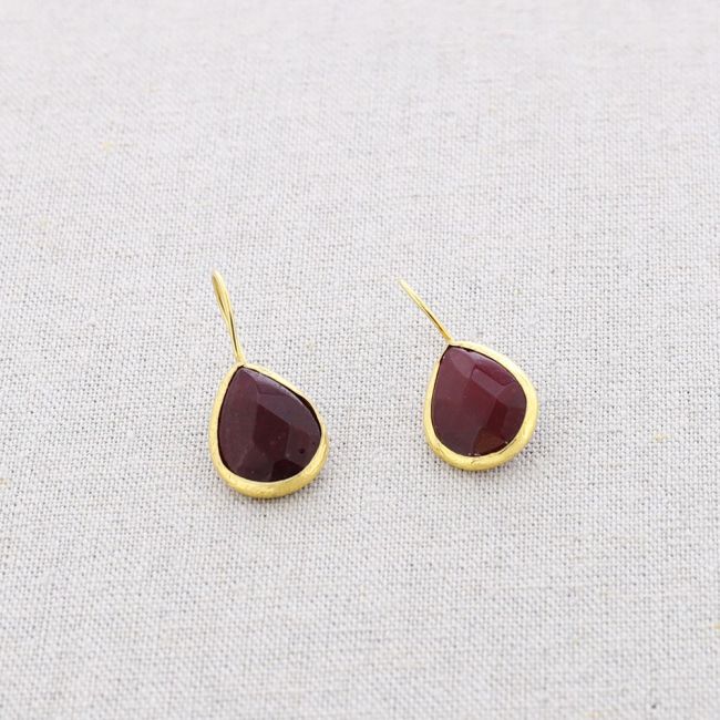 BRONZE STONE DROP PENDANT EARRINGS