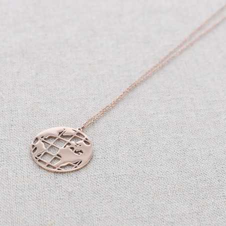 WORLD MAP STEEL SHORT NECKLACE