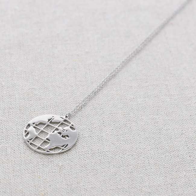 WORLD MAP STEEL SHORT NECKLACE