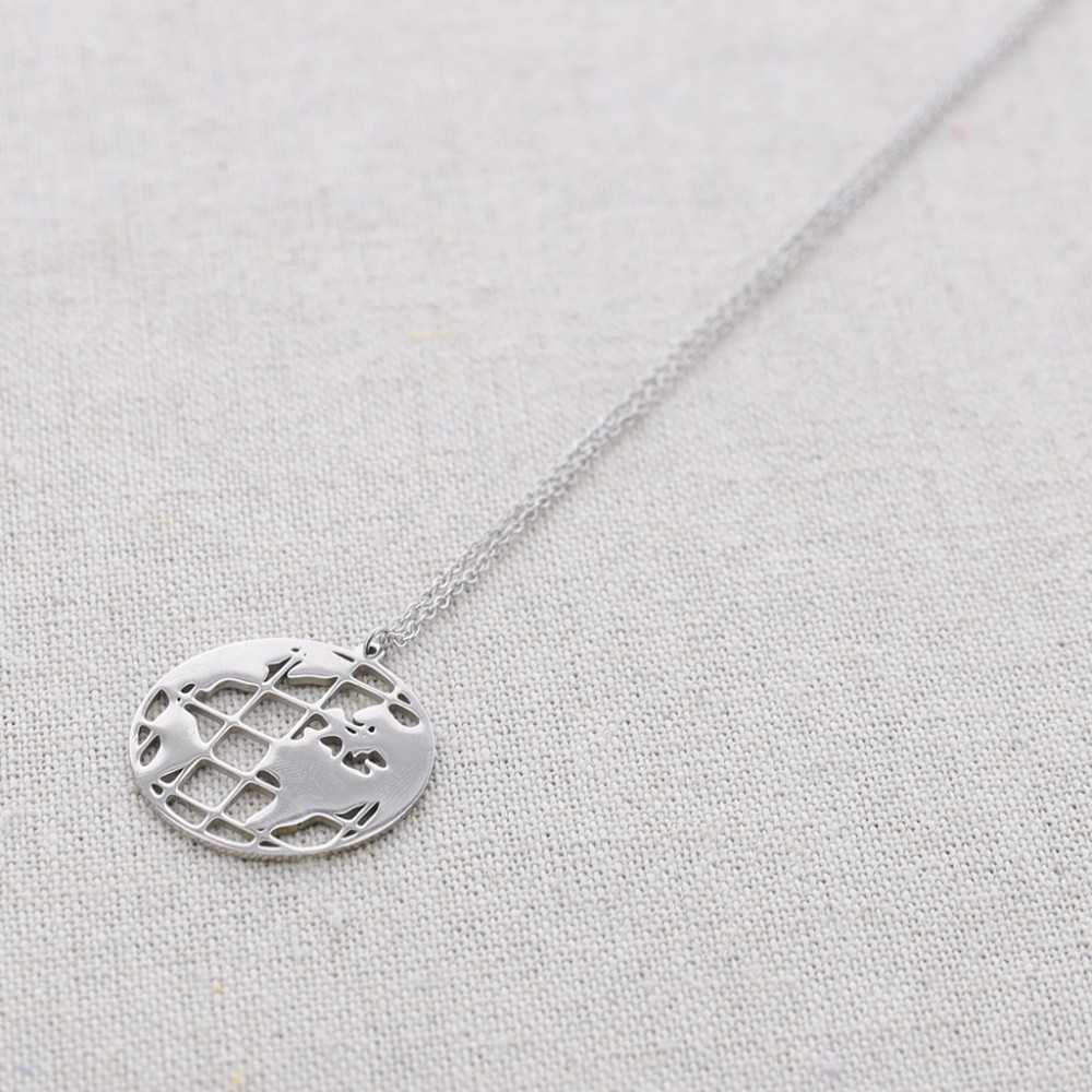 WORLD MAP STEEL SHORT NECKLACE