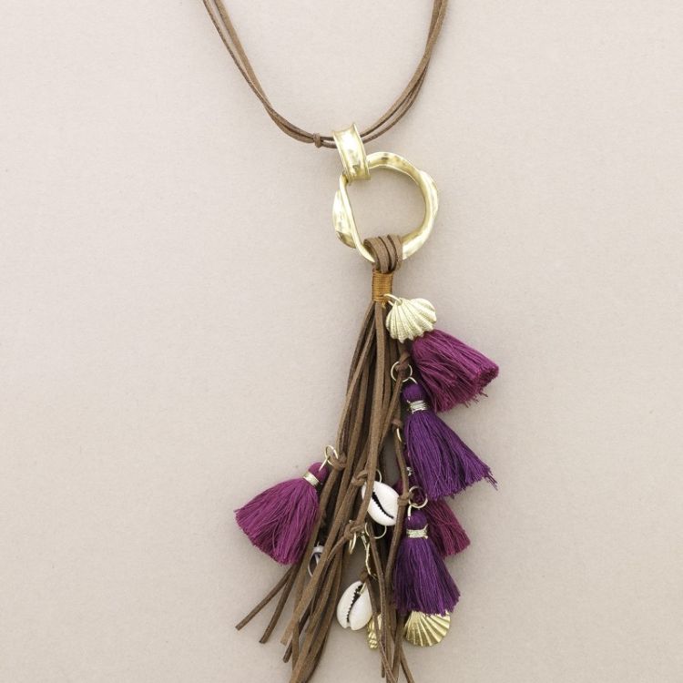 COLLAR LARGO COLGANTE ANILLA METAL FLECOS 2