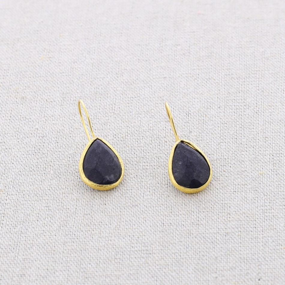 BRONZE STONE DROP PENDANT EARRINGS