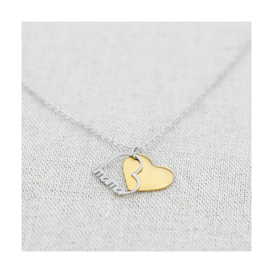 GARGANTILLA ACERO DOBLE CORAZÓN MAMA