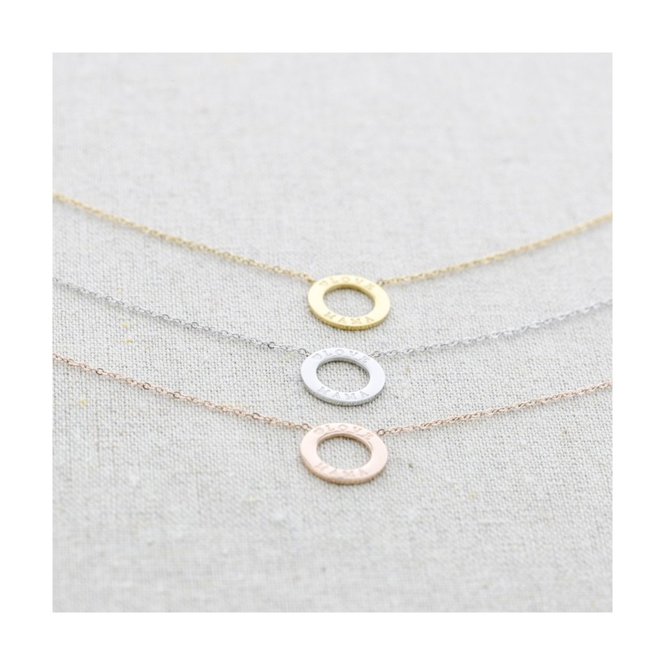 'LOVE MAMA' CIRCLE STEEL SHORT NECKLACE