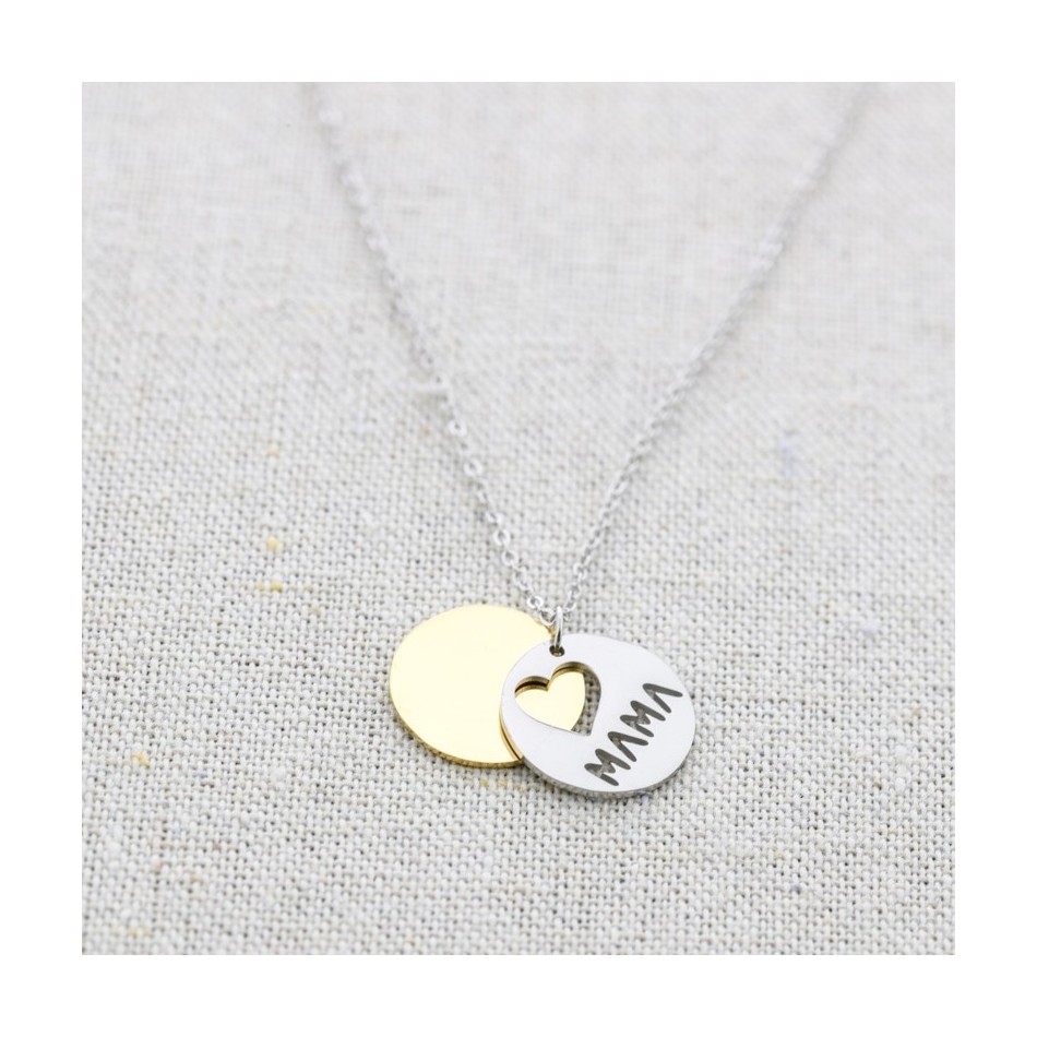 GARGANTILLA ACERO DOBLE MONEDA "LOVE MAMA"