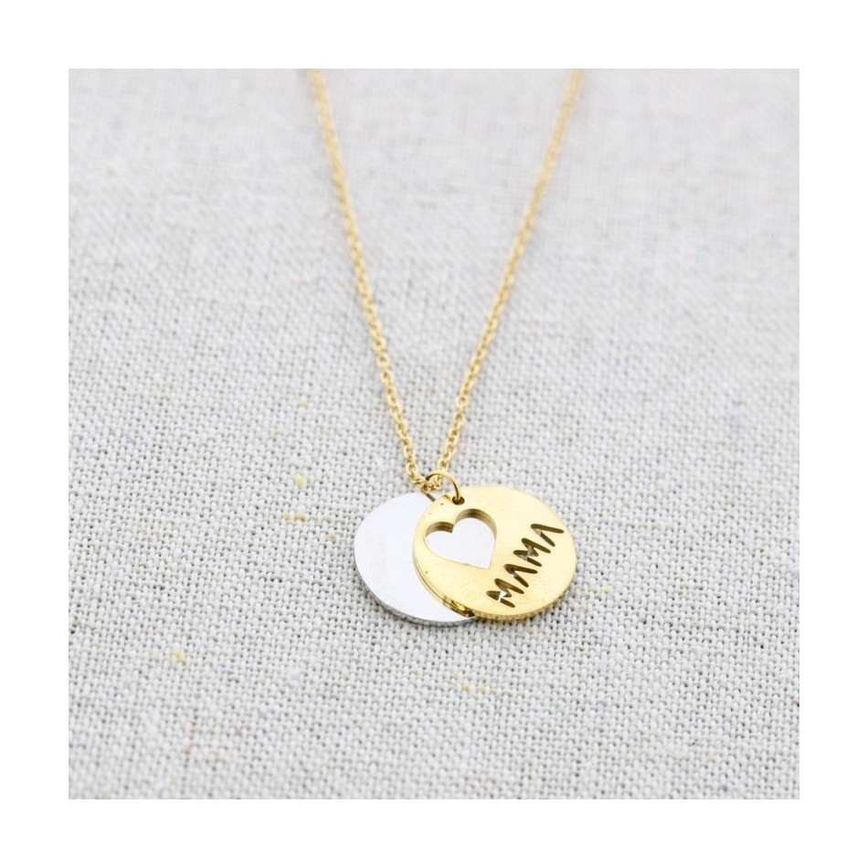 GARGANTILLA ACERO DOBLE MONEDA "LOVE MAMA"