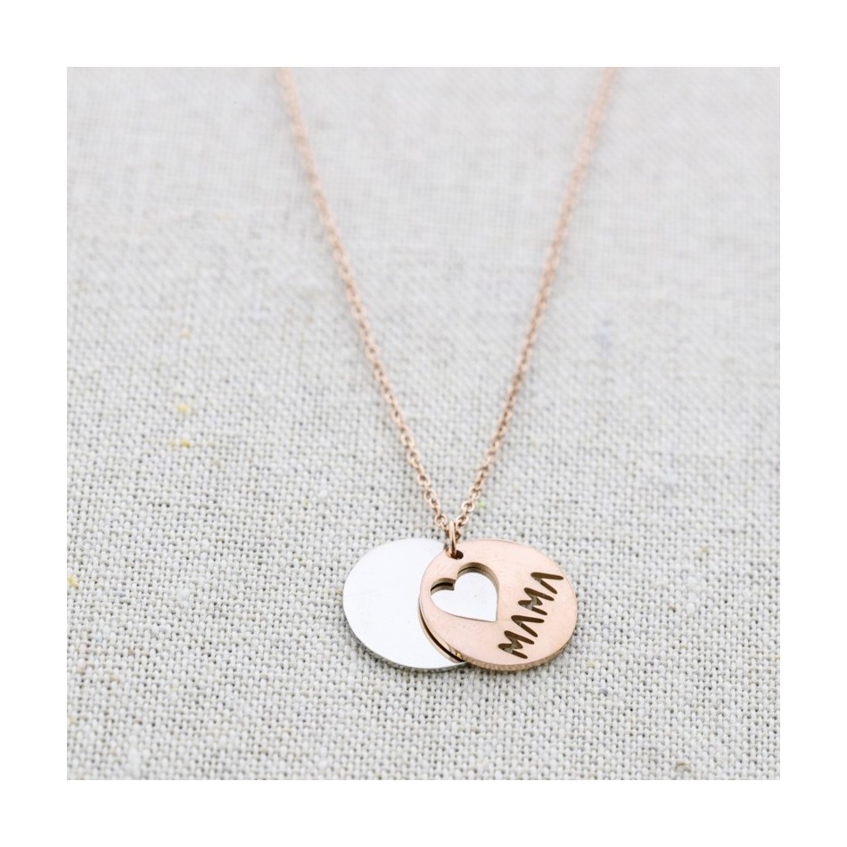 GARGANTILLA ACERO DOBLE MONEDA "LOVE MAMA"