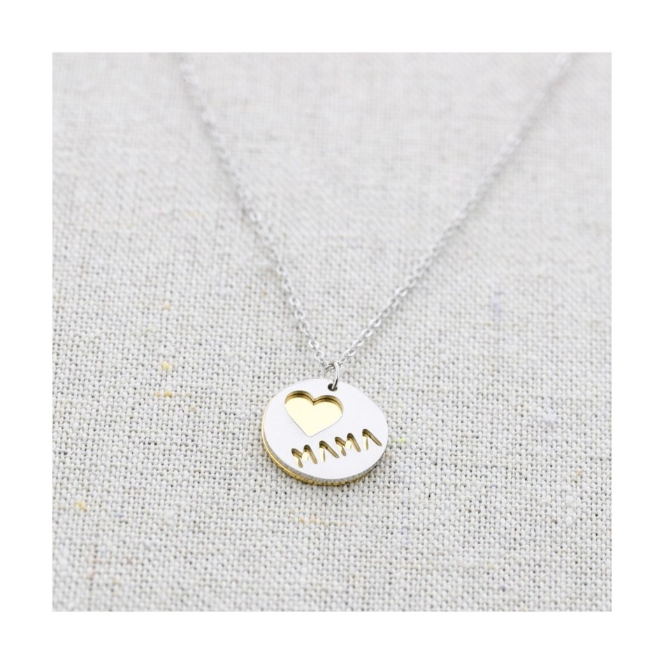 GARGANTILLA ACERO DOBLE MONEDA "LOVE MAMA"