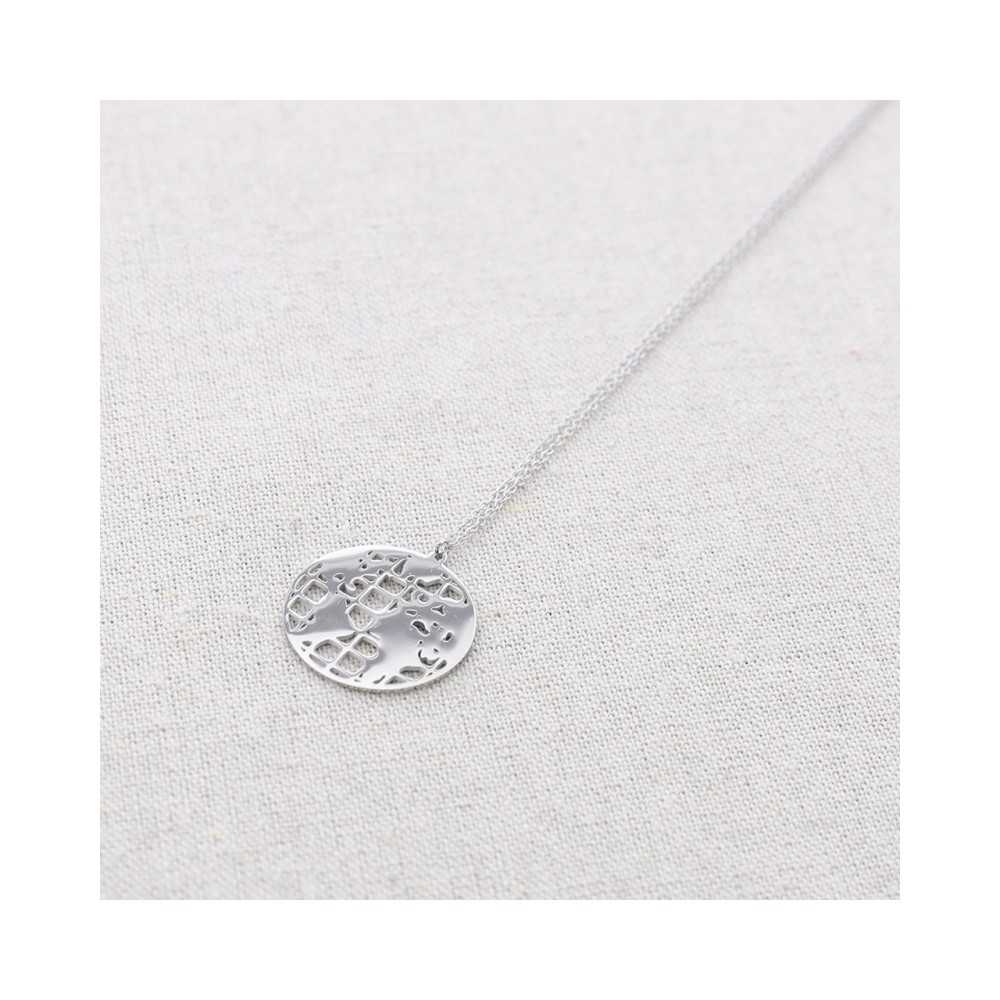 WORLD MAP STEEL SHORT NECKLACE