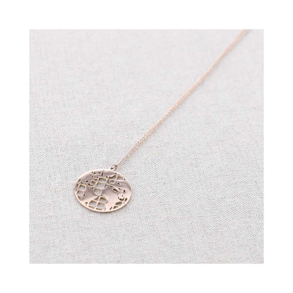 WORLD MAP STEEL SHORT NECKLACE