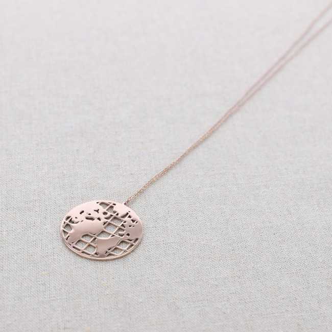 WORLD MAP STEEL SHORT NECKLACE