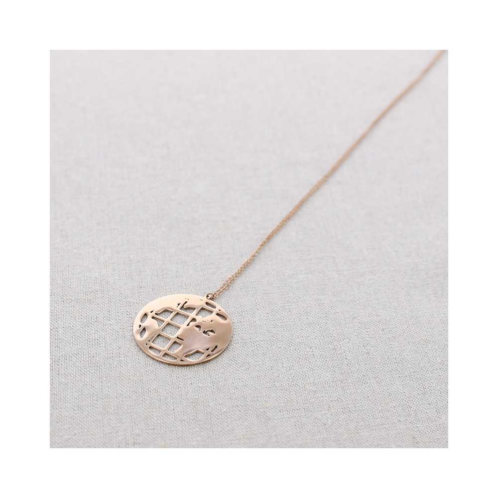 WORLD MAP STEEL SHORT NECKLACE