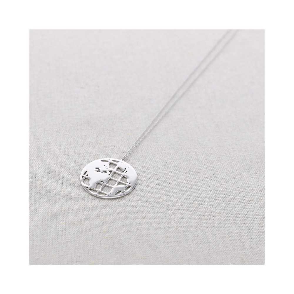 WORLD MAP STEEL SHORT NECKLACE