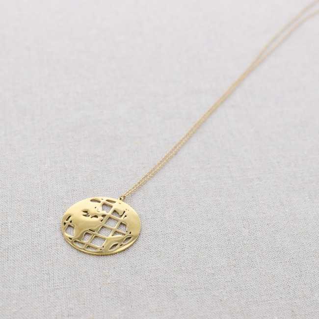 WORLD MAP STEEL SHORT NECKLACE