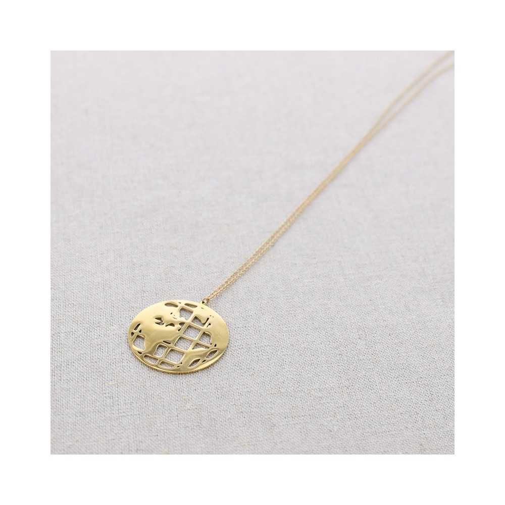 WORLD MAP STEEL SHORT NECKLACE