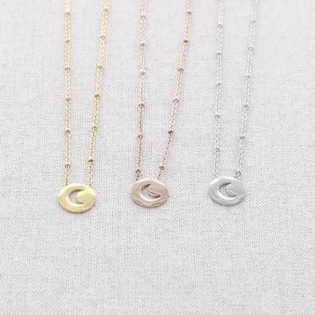 STEEL MOON SHORT NECKLACE