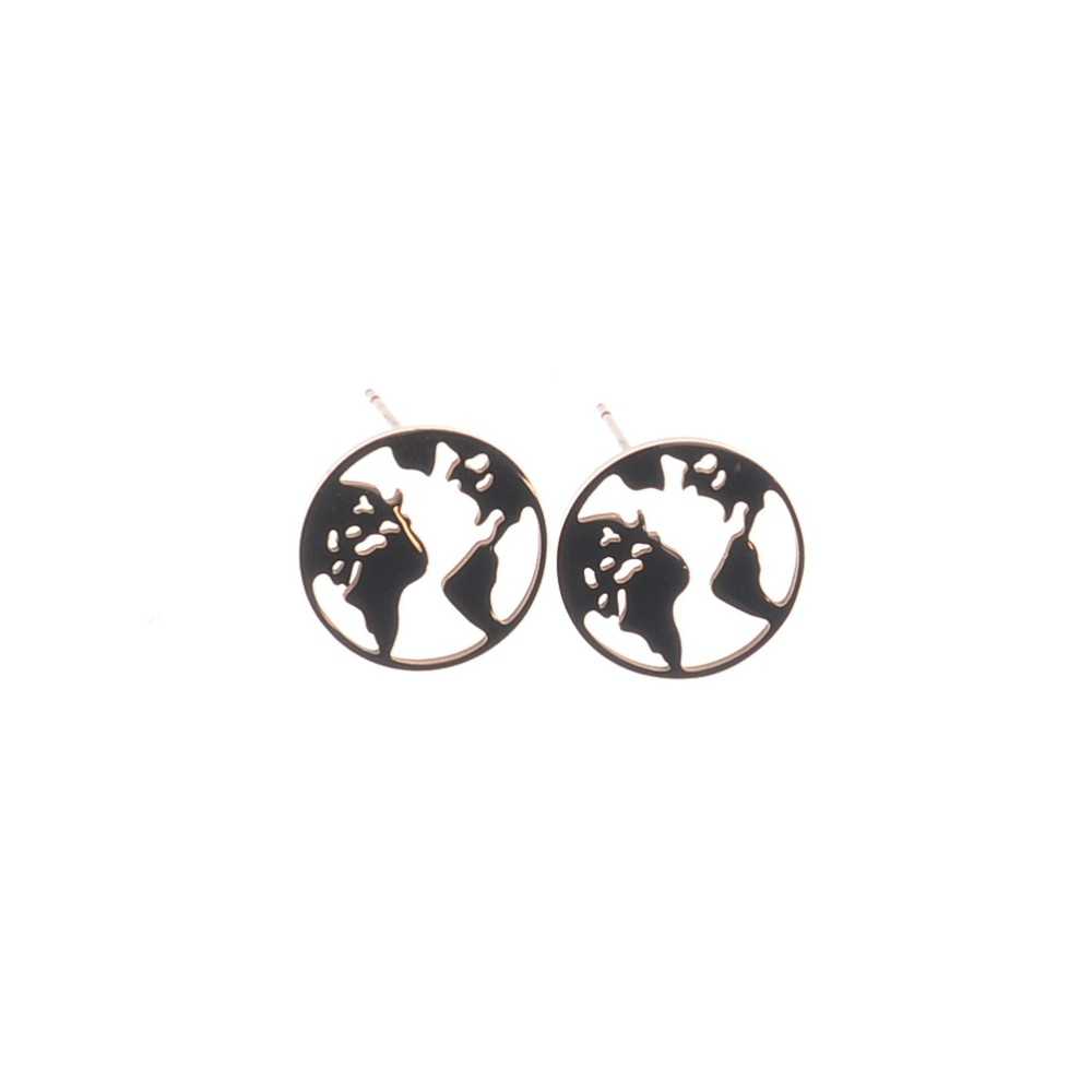 WORLD MAP STAINLESS STEEL EARRINGS